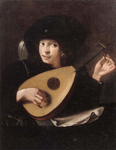 unknow artist A Young man tuning a lute Norge oil painting art
